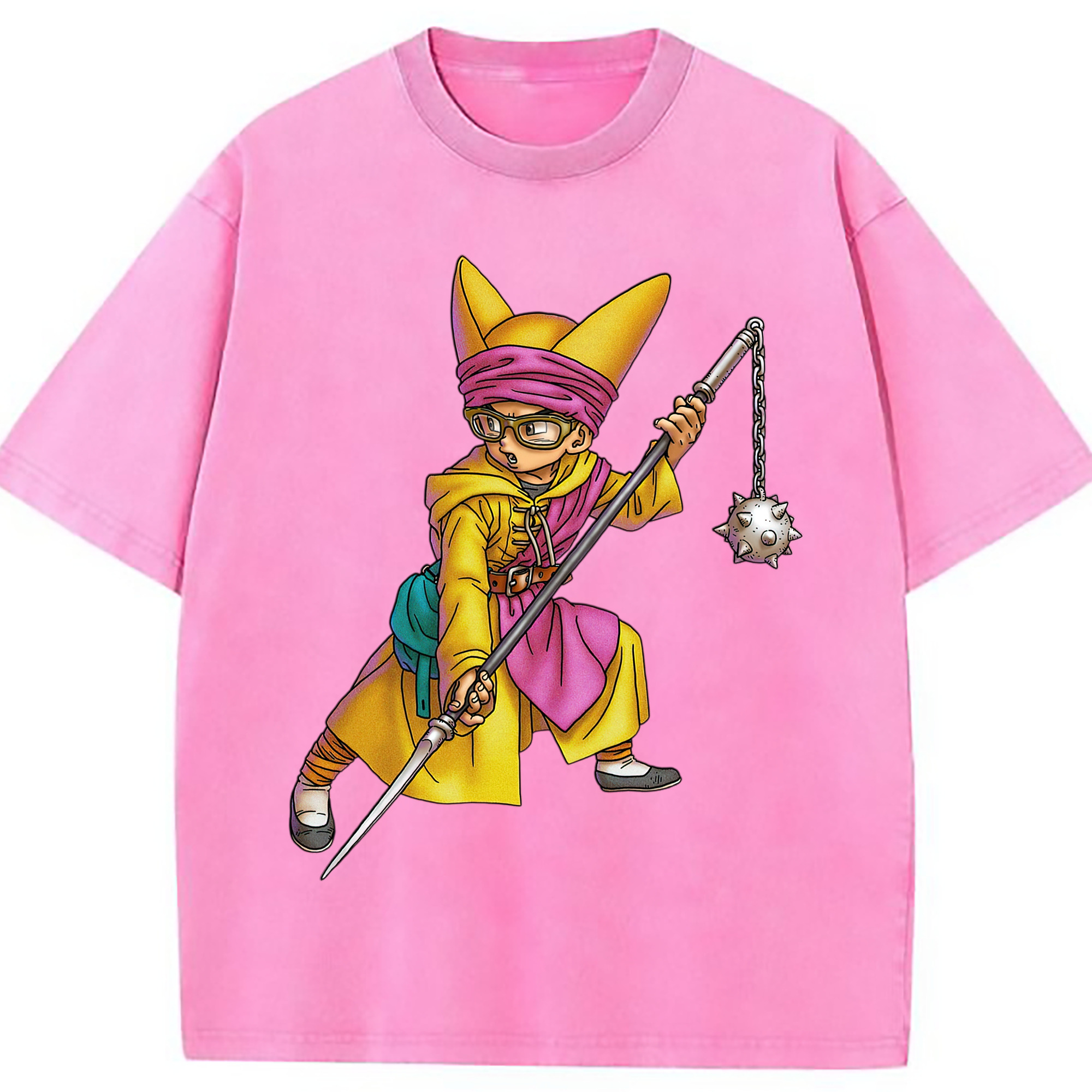 （画像用） ドラゴンクエスト Doragon Kuesuto Dragon Quest 綿100% ヴィンテージ風 半袖Tシャツ（フロントプリント）